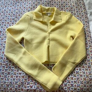 For love and lemons Mona cropped polo sweater